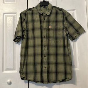 Carhartt Men’s Button Down Plaid Shirt, Relaxed Fit, size medium